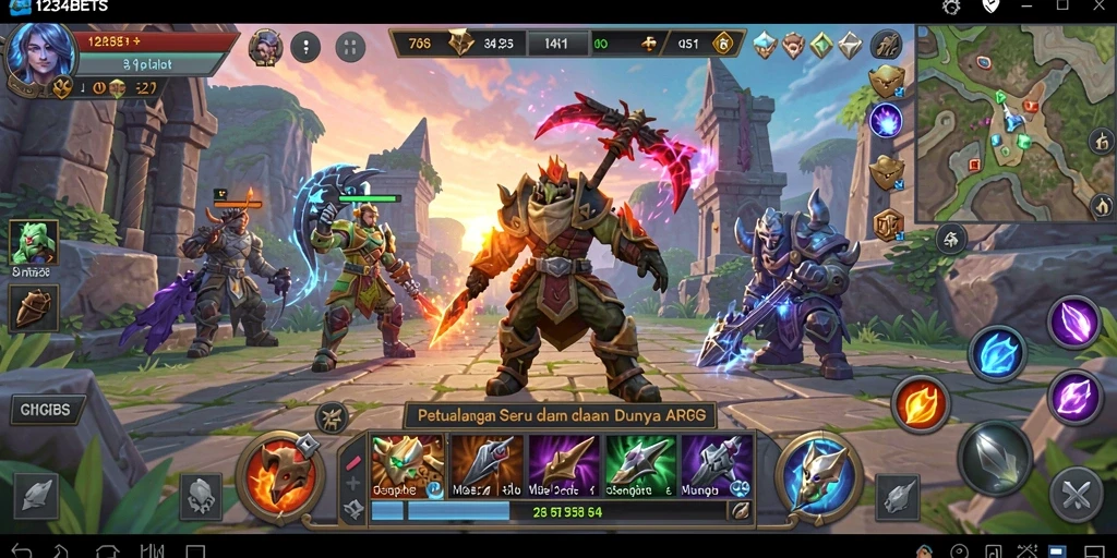 Gameplay 1234BETS yang menegangkan dan seru dalam pertempuran ARPG.