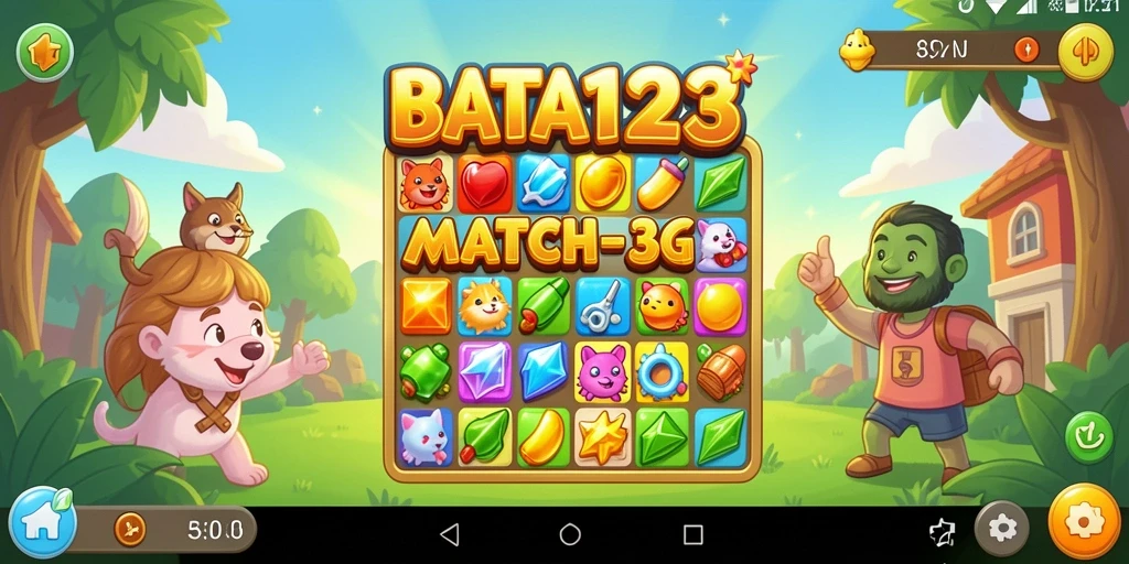 Screenshot BATA123 menampilkan gameplay Match-3 yang seru dan mendebarkan.