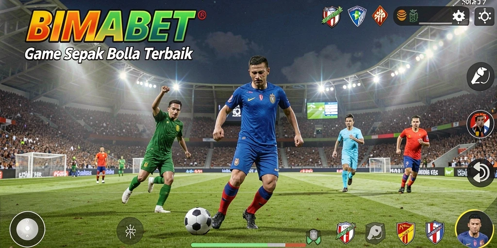 Screenshot utama game BIMABET menampilkan pertandingan sepak bola yang seru.