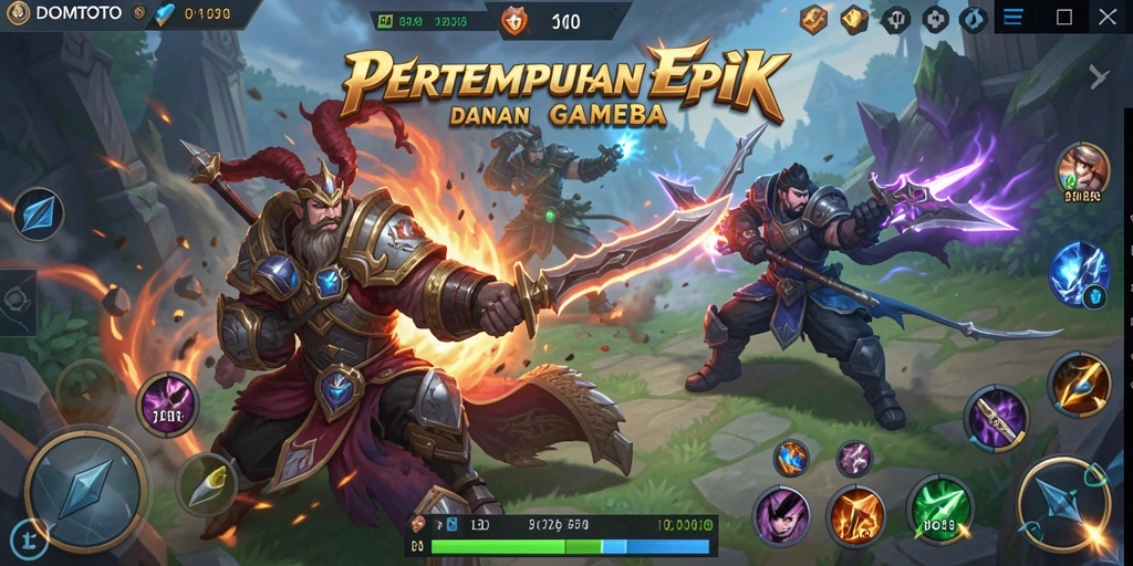 Tangkapan layar gameplay DOMTOTO dengan pertempuran yang intens.