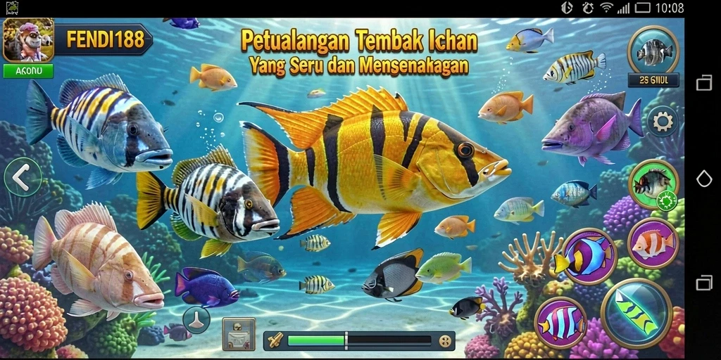 Tangkapan layar gameplay FENDI188 dengan aksi Tembak Ikan yang seru.