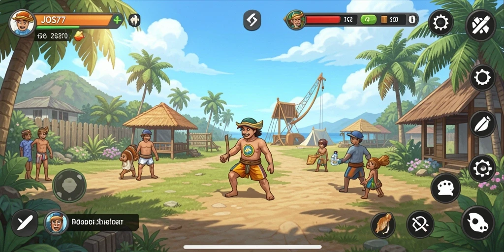 Tampilan gameplay menarik dari JOS77 dengan banyak aktivitas.