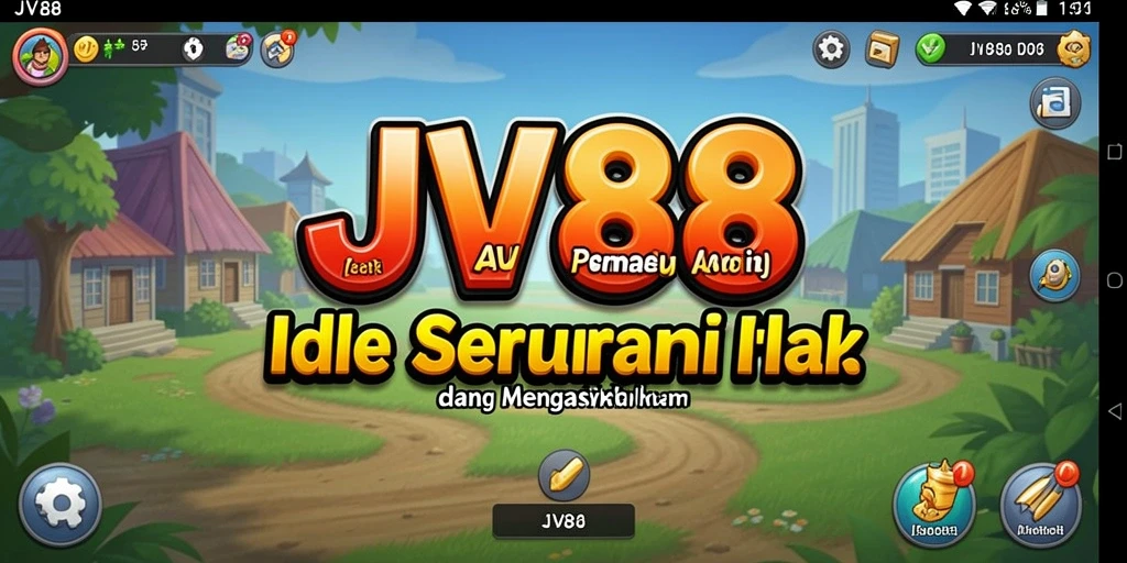 Tampilan gameplay JV88 dengan karakter bergerak dan mengumpulkan sumber daya.