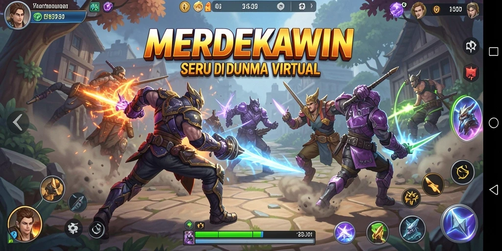 Screenshot MERDEKAWIN menampilkan aksi pertarungan yang intens.