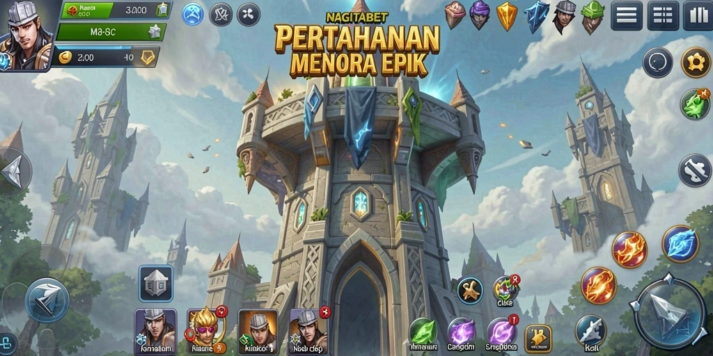 Tangkapan layar gameplay menegangkan dari NAGITABET yang menunjukkan aksi Tower Defense.
