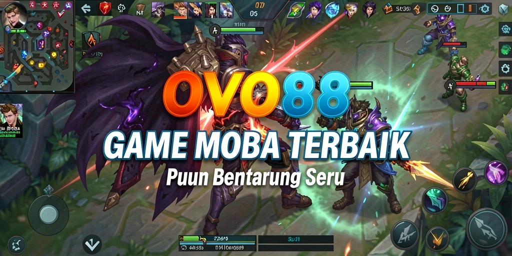 Tampilan gameplay seru saat bertarung dalam OVO88 sebagai game MOBA.