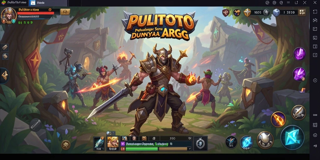 Tangkapan layar gameplay PULITOTO yang menampilkan pertarungan epik dan dunia yang menawan.