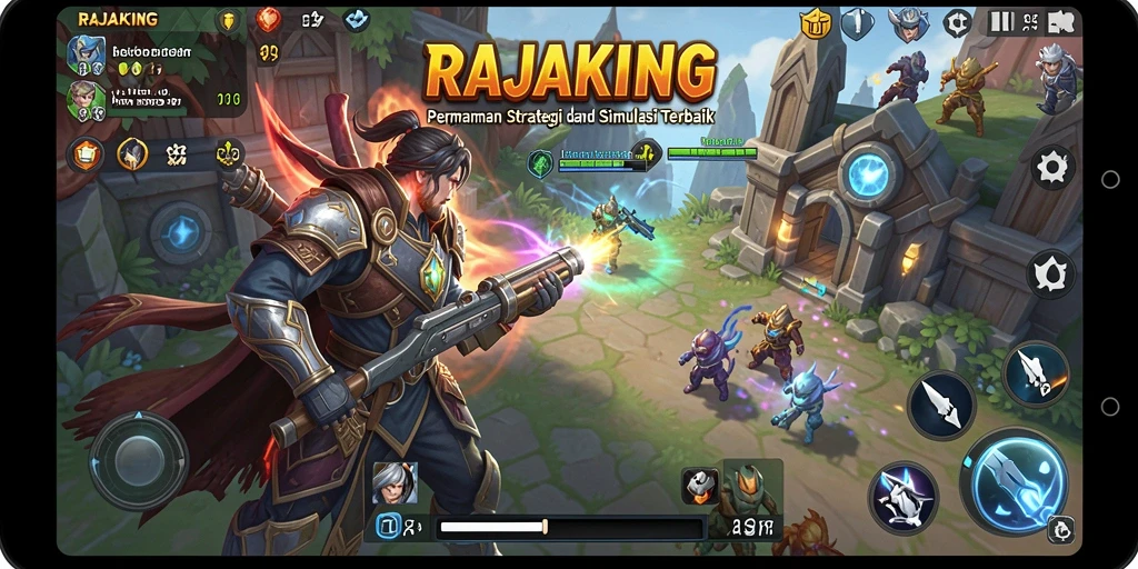 Tampilan gameplay menegangkan dari RAJAKING yang penuh strategi.