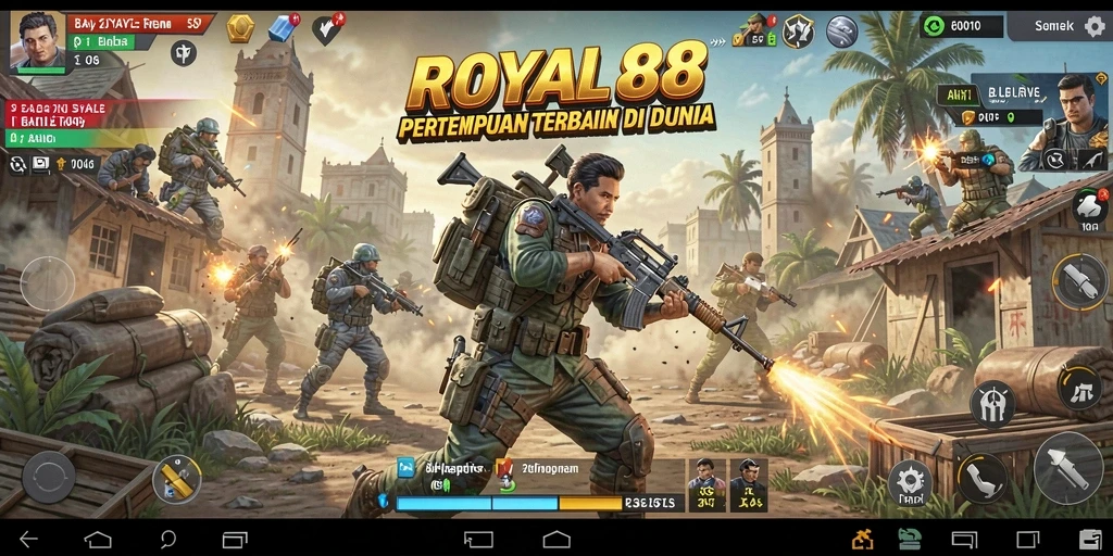 Tampilan gameplay intens dari pertempuran di ROYAL88.