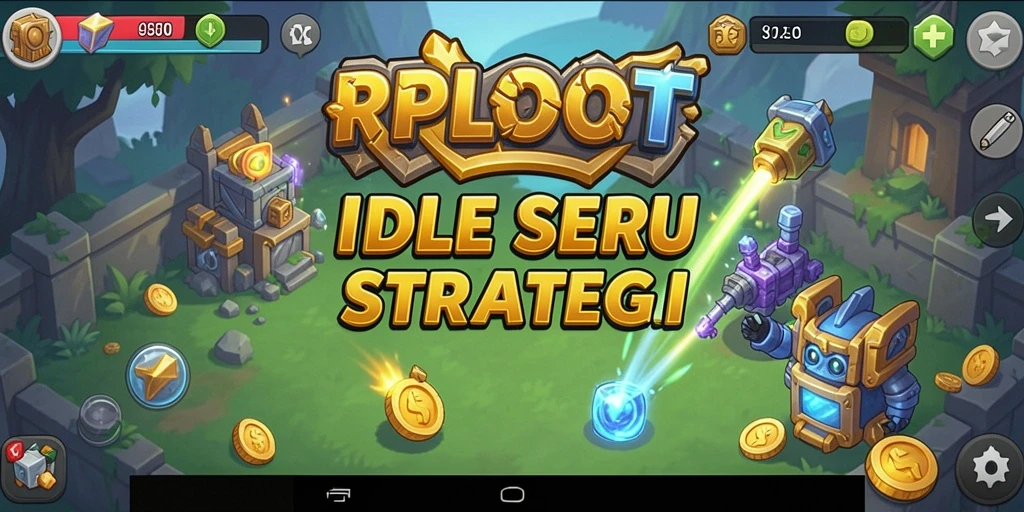 Tangkapan layar utama dari gameplay <strong>RPLOOT</strong> menunjukkan karakter dan sumber daya yang sedang dibangun.