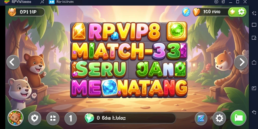 Screenshot RPVIP8 menampilkan antarmuka permainan Match-3 yang menarik.