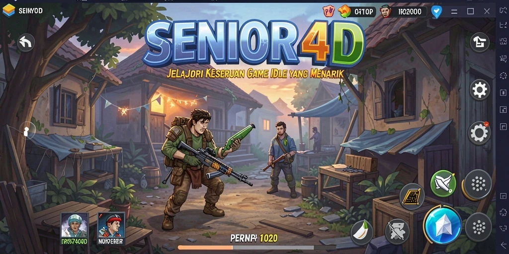 Tampilan gameplay SENIOR4D yang memikat dengan karakter dan sumber daya.