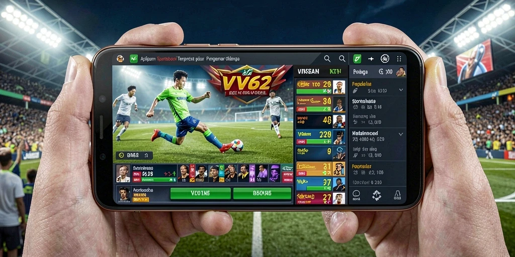 Tampilan utama gameplay Sportsbook dari aplikasi VV62 yang menarik.